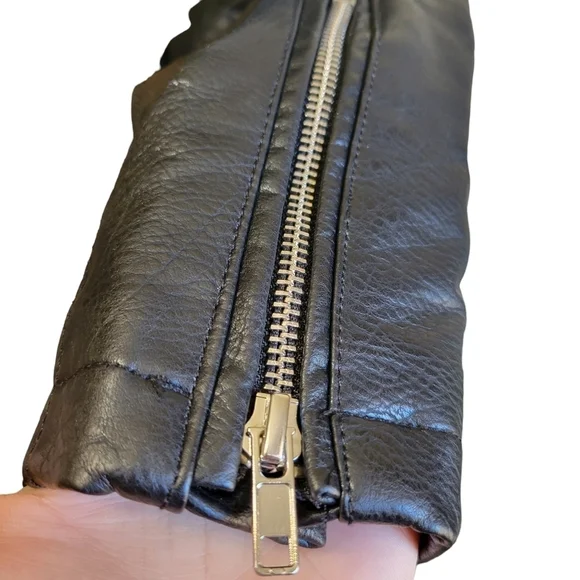 BLACK Faux Leather Moto Jacket Women's Size Small - Picture 8 of 16
